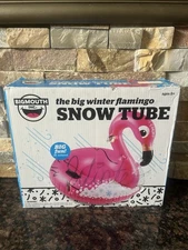 Big Mouth Inc. The Big Winter Flamingo Snow Tube New In Box 3’ Inflated