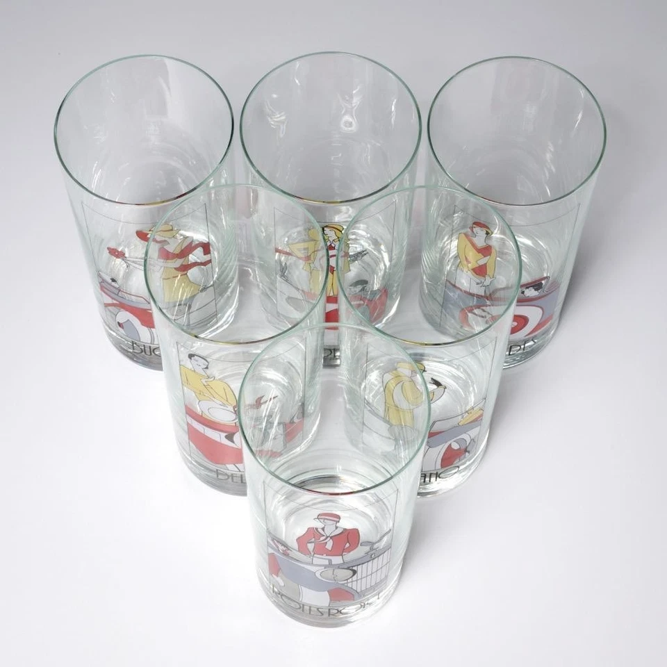 Vintage Drinking Glasses Automotive-Themed Art Deco Style Designs 6pcs. 6"h - image 2 of 4