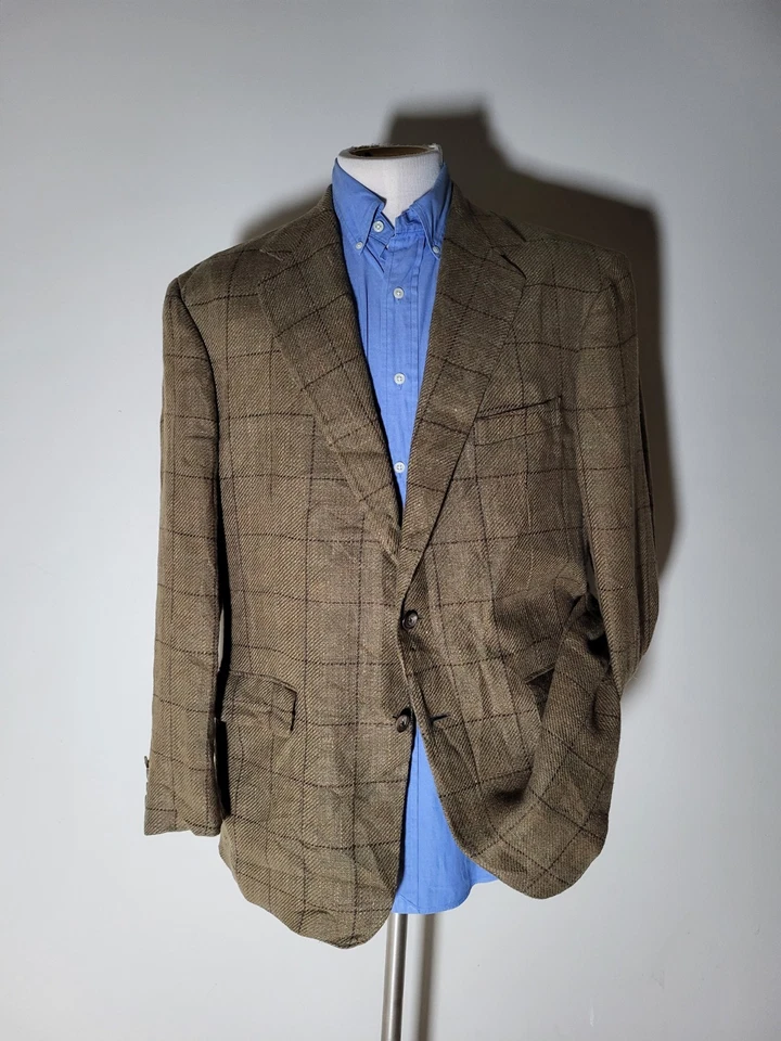 Blazer chaqueta abrigo deportivo vintage 42R Polo Ralph Lauren verde marrón rojo lino Foto 2 de 4