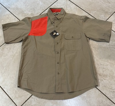 Bob Allen Men's Short-Sleeve Khaki Shirt with Red Shoulder Patch Size M