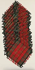 Lillian Vernon Set of 12 Christmas Cocktail Napkins Red Green Plaid Gold Accents