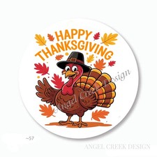 THANKSGIVING TURKEY STICKERS ENVELOPE SEALS HAPPY THANKSGIVING FAVORS LABELS