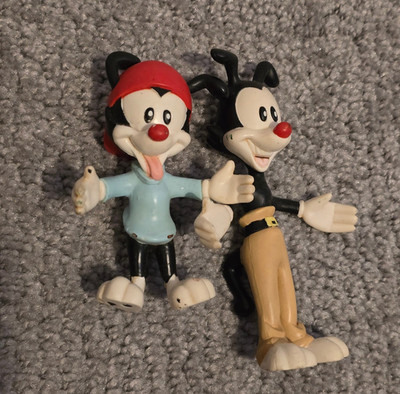 2x Animaniacs Yakko Wakko Figuren 1994 Warner Bros BendEms Biegefiguren vintage
