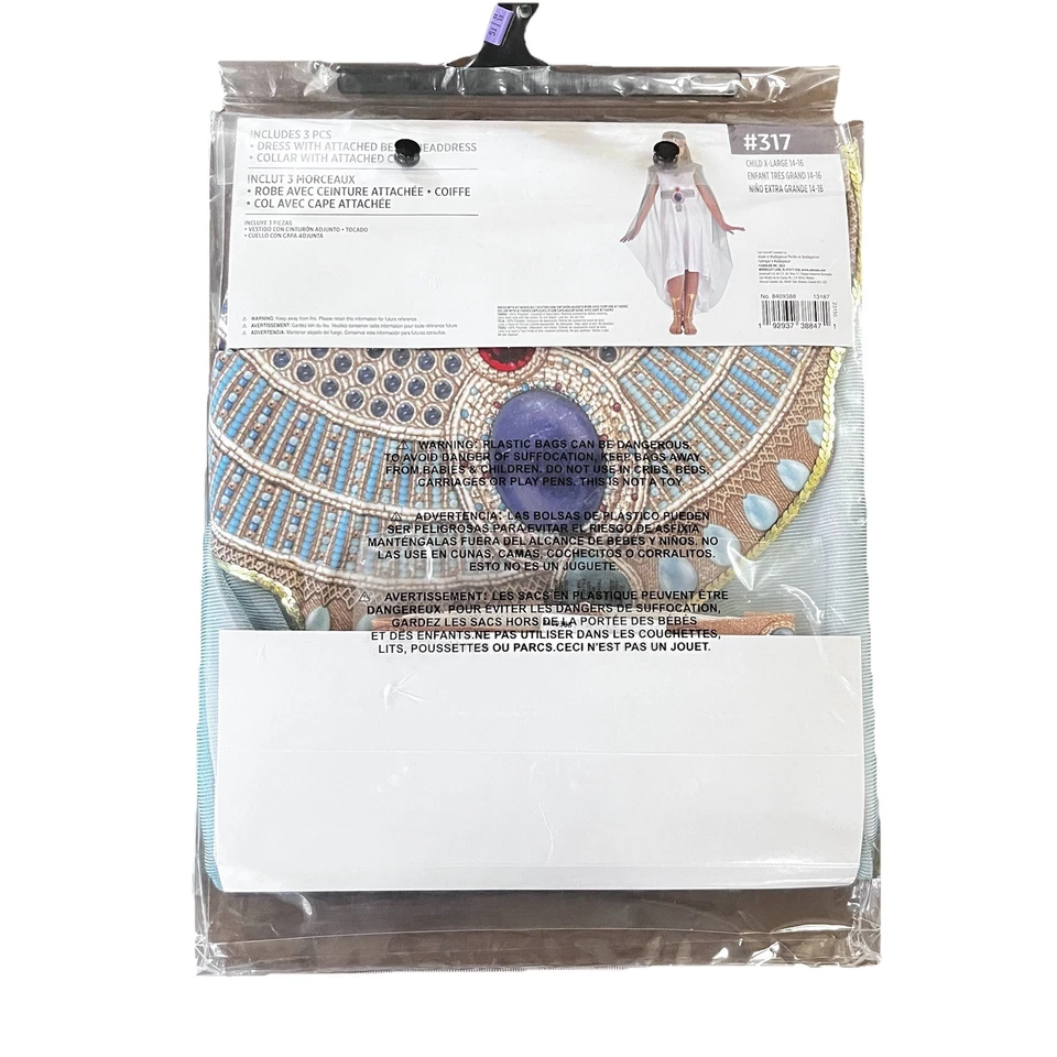 Cleopatra Reina Egipcia Vestido Blanco Disfraz Halloween Talla Niño XL 14-16 Nuevo Foto 3 de 4