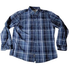 Eddie Bauer Mens Classic Fit Blue Plaid Long Sleeve Button Down Shirt Large