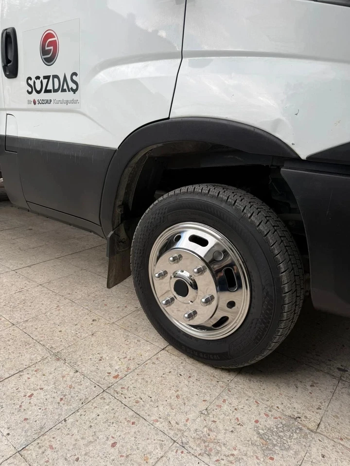 Chrome 16" Universal Front Rear Twin Wheel Trim Covers To Fit For Transit Truck - Image 4 of 4