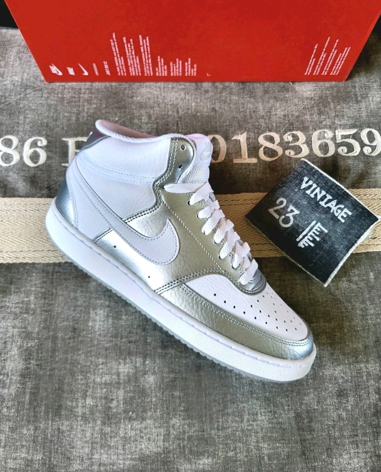 Nike Court Vision Mid Metallic Silver Unisex Sizes : 40.5 42 & 44.5 ??