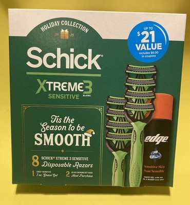 Schick Xtreme 3 Sensitive Skin Holiday Collection 8 Disposable Razors New Gift