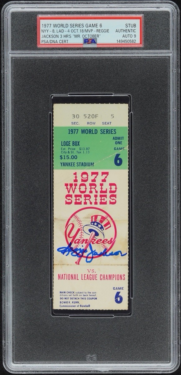 REGGIE JACKSON “MR OCTOBER” 3HR 1977 WORLD SERIES GAME 6 TICKET