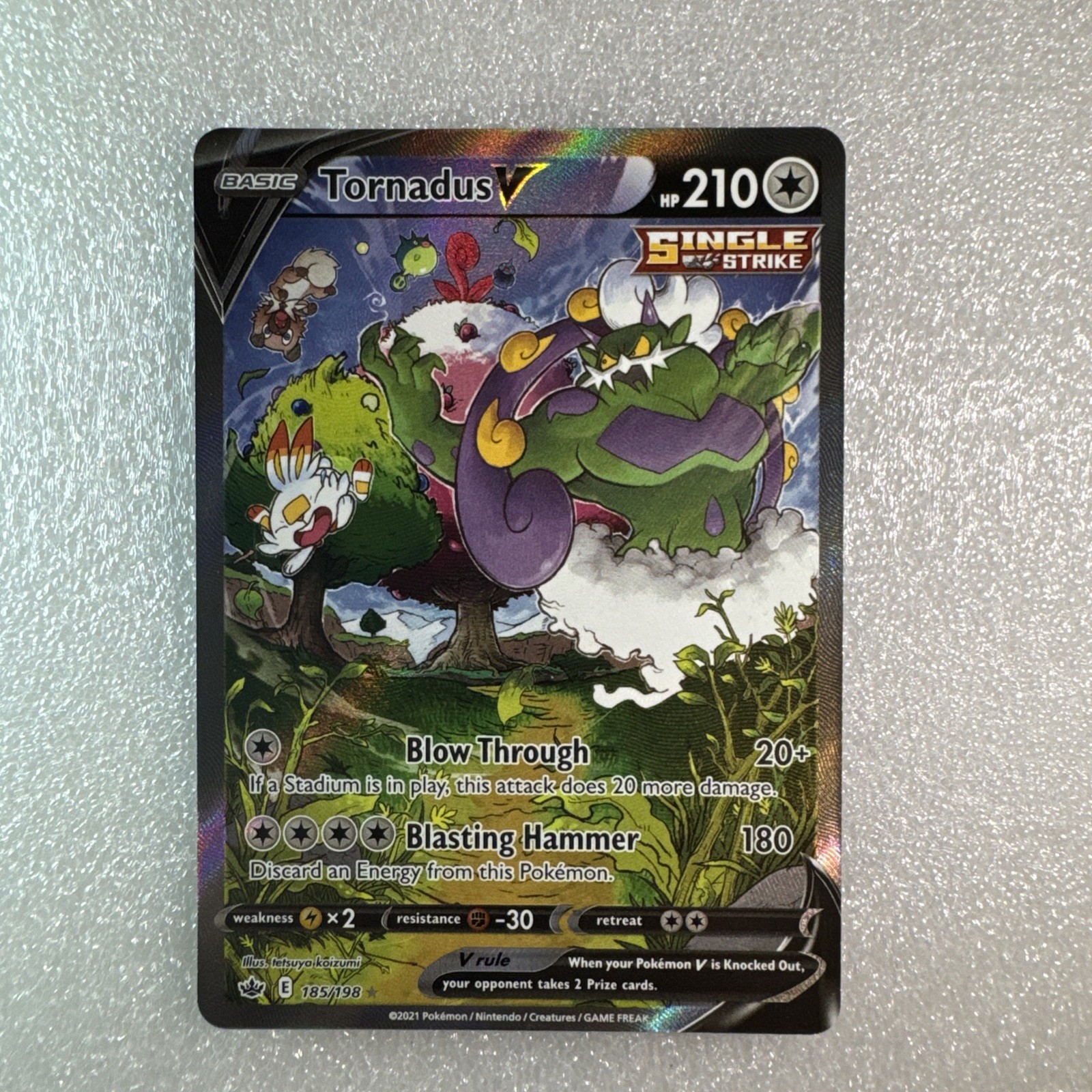 Tornadus V (Alternate Full Art) 185/198 Swsh06: Sword & Shield Chilling Reign NM