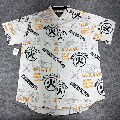 Naruto Shippuden Collection All-Over Print Button-Up Shirt - Size XL - New w/tag