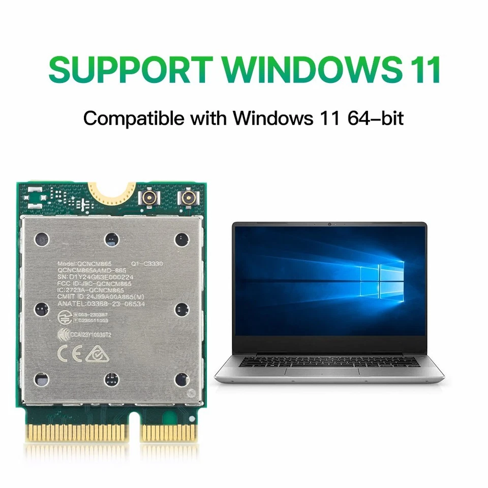 QCNCM865 M.2 Key E Wifi 7 Card Wireless Bluetooth Adapter With Wifi Antenna Sets - Image 3 of 4