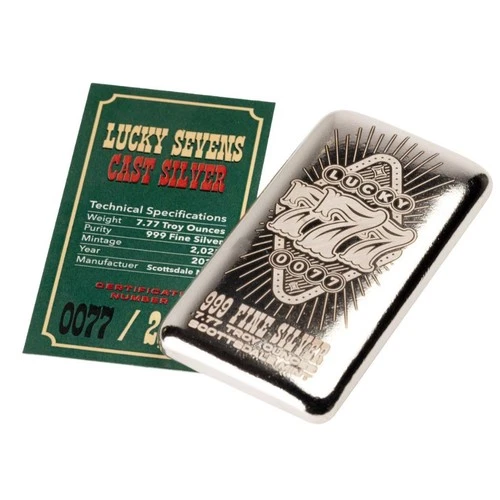 2025 Lucky Sevens 7.77 oz .999 Fine Silver Bullion Bar - Serial #0077