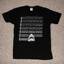 Shark Jaws Movie Theme Music Notes Shirt Mens Medium Black Novelty Graphic Tee