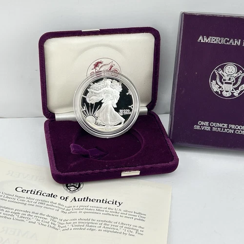 1989-S American Silver Eagle 1 oz Fine Bullion Proof Coin Set w/ Box & COA / OGP
