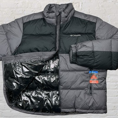Columbia Pike Lake II Jacket Puffer Insulated Omni-Heat Gray Black Mens XL