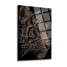 Alphabetic Tiger Tempered Glass Wall Art, Easy Installation, Fade Proof Decor