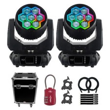 JMAZ Lighting PIXL TRON 740Z Effect Ring Moving Head Lights Pair w Road Case