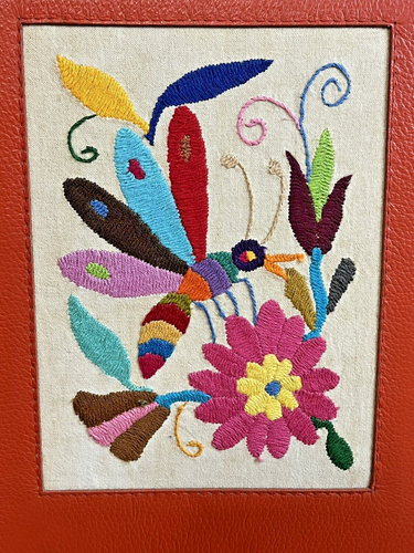 Leather Dragonfly Floral Embroidered Folder OOAK KOON Artesanos Mexico Artisans - Picture 6 of 7