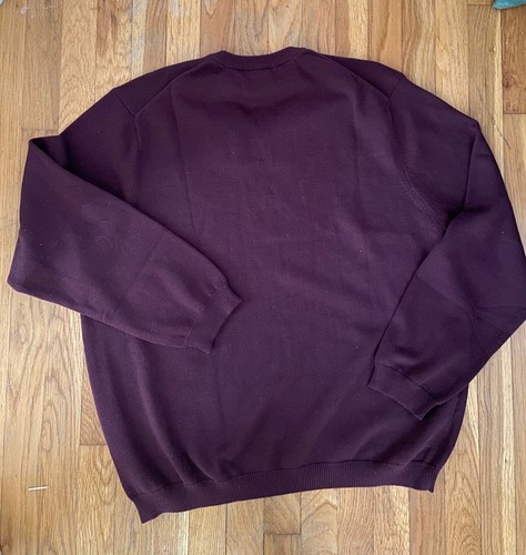 Eddie Bauer Sweater Mens XL Burgundy Pullover Fine Knit Cotton V Neck NWT - Picture 3 of 5