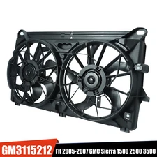 Dual AC Condenser Radiator Cooling Fan For 2005-2007 GMC Sierra 1500 2500 3500HD