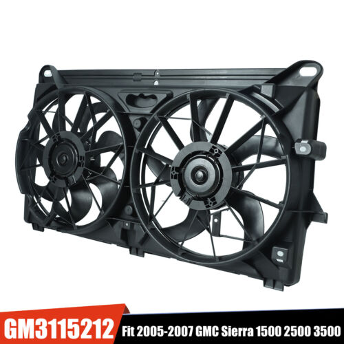 Ventilador de refrigeración de radiador condensador de CA doble para GMC Sierra 1500 2500 3500HD 2005-2007 - Imagen 1 de 10