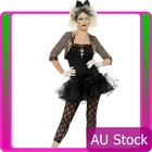 Womens Madonna 1980s 70s Wild Child Costume Pop Diva Ladies 80s Rock Fancy Dress