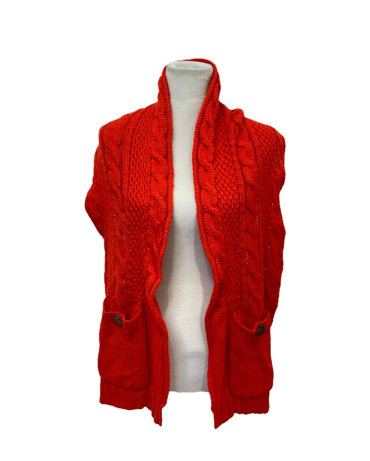 J. Crew Women's Scarf with Glove Pockets Red Chunky Knit One Size