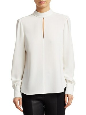 white keyhole blouse long sleeve