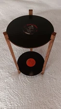 Record Table, Two Shelf LP Retro Record Side Table, Plant Stand