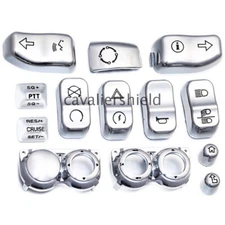 13PCS Chrome Hand Control Switch Housing Button Cover Cap For Harley Road Glide