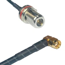 RFC195 N FEMALE BULKHEAD to RP-SMA MALE ANGLE Coax RF Cable USA-Ship Lot