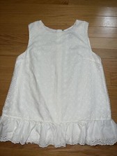 Ralph Lauren Girls 14 Shirt Top Eyelet Lace White Sleeveless Tank Top