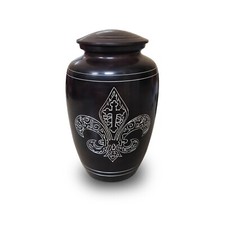 Aluminium Antique Wood Finish Engraved Cremation Funeral Urns Jar for Ashes