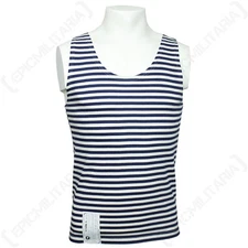 Genuine Russian Navy Vest Telnyashka - 100% Cotton Blue Striped Tank Top New