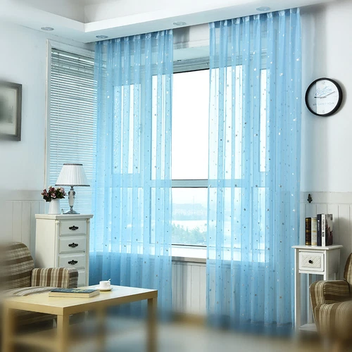 Elegant Star Printed Sheer Curtains Rod Pocket Fresh Tulle Voile Gauze 1 Panel - Picture 37 of 48
