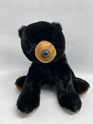AURORA BLACK BEAR PLUSH W BROWN PAWS15 IN TALL SITTING