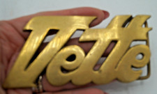 VINTAGE SOLID BRASS CORVETTE "VETTE" VETTE BELT BUCKLE