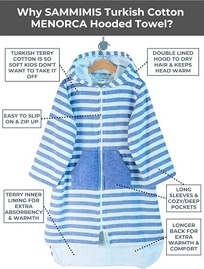 SAMMIMIS Swimsuit Cover Up - Menorca- Kid's Beach Towel with Hood, 10-12 Yrs- XL - Image 4 of 4