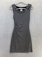 LOFT Ann Taylor Women's Pull On Dress Striped Sleeveless Size XS CowlNeck Blue