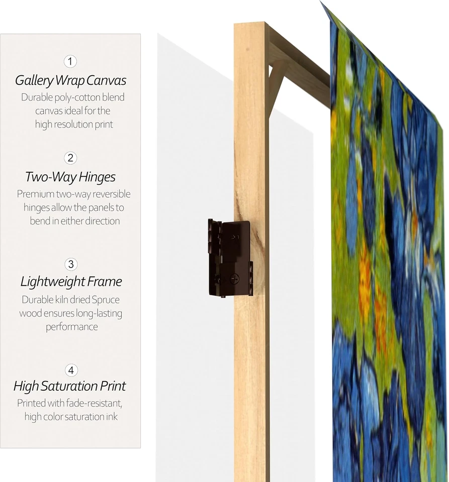 6 pies Alto Doble Cara Obras de Van Gogh Lienzo Iris/Noche Estrellada sobre Ródano Foto 4 de 4