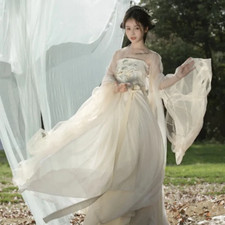 Traditional Yellow Flower Embroidered Hanfu Dress Cosplay Costumes Party Outfit