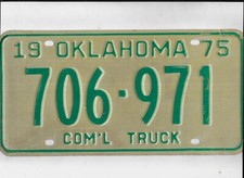 EXPIRED OKLAHOMA 1975 LICENSE PLATE RANDOM NUMBERS NICE MINT!!!!!