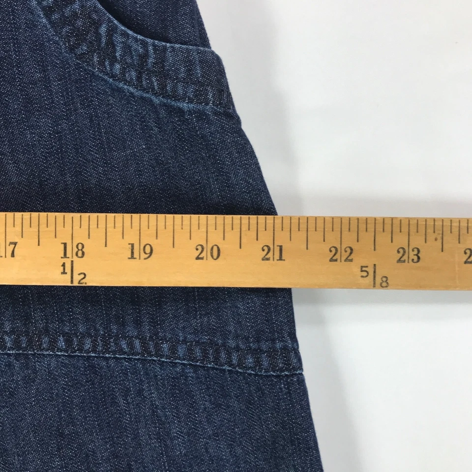 Saia jeans feminina JM Collection com botões 12 (cintura 33 polegadas) azul algodão 2 bolsos - Imagem 4 de 4