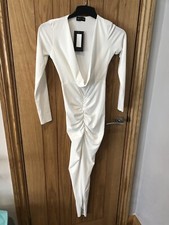 ladies prettyLlittlething cream longsleeved long party dress size 10