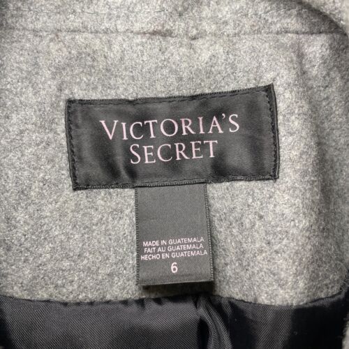 Victoria’s Secret Women’s Pea Coat Jacket Size 6 Gray Wool Button Up Belted - Picture 2 of 5