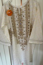 White Women's Kurti with gold embroidery