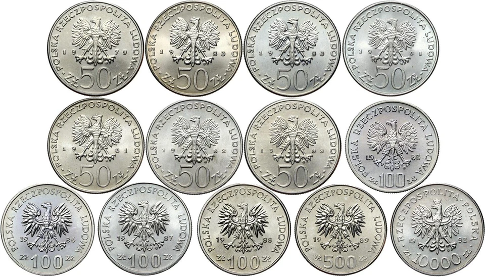Polen - LOT 13 Münzen 50 100 500 10000 Zloty 1979–1992 polnische Könige Sammlung - Bild 2 von 2