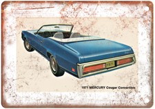 Vintage 1971 Mercury Cougar Convertible Auto Ad Reproduction Metal Sign A11997