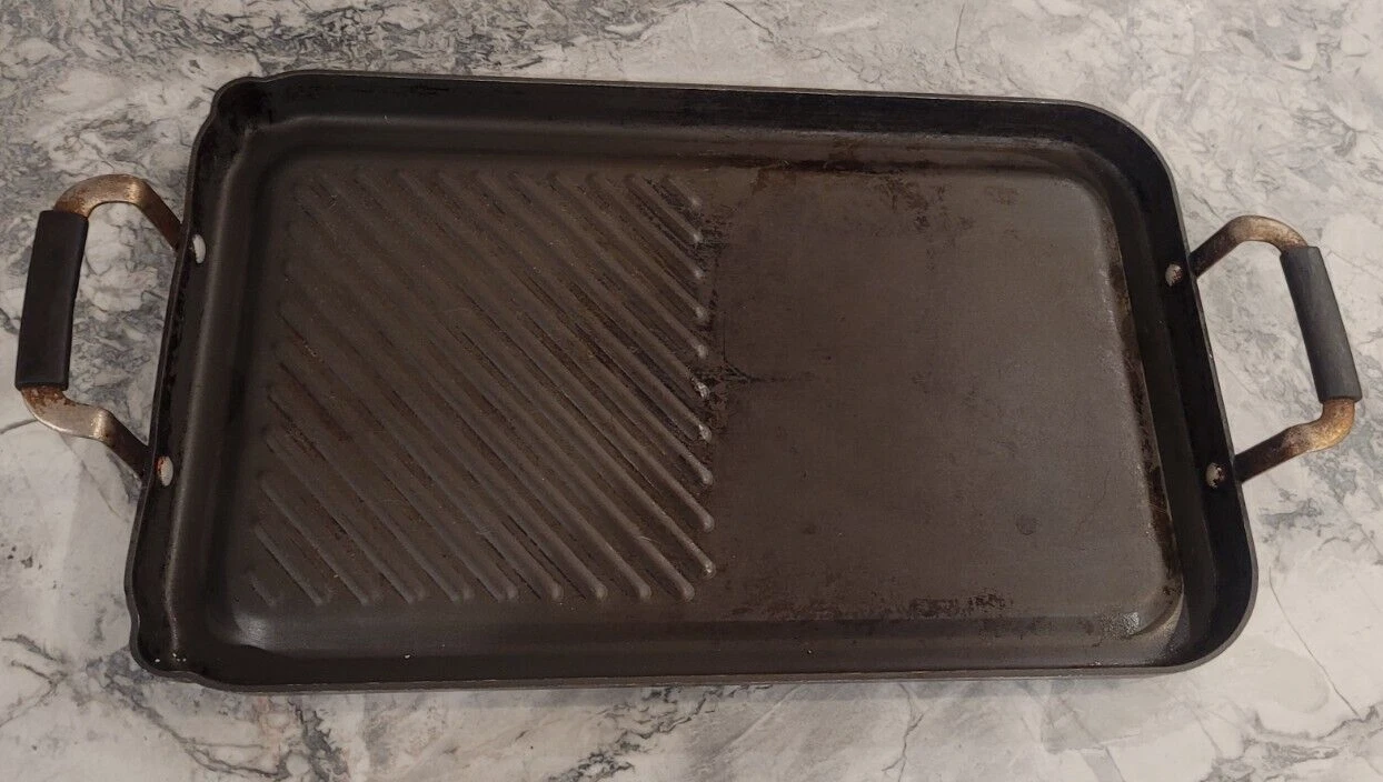 Black Metal 20Lx 13W Range Top Rectangular Griddle/Grill Pan w/Handles;Cookware